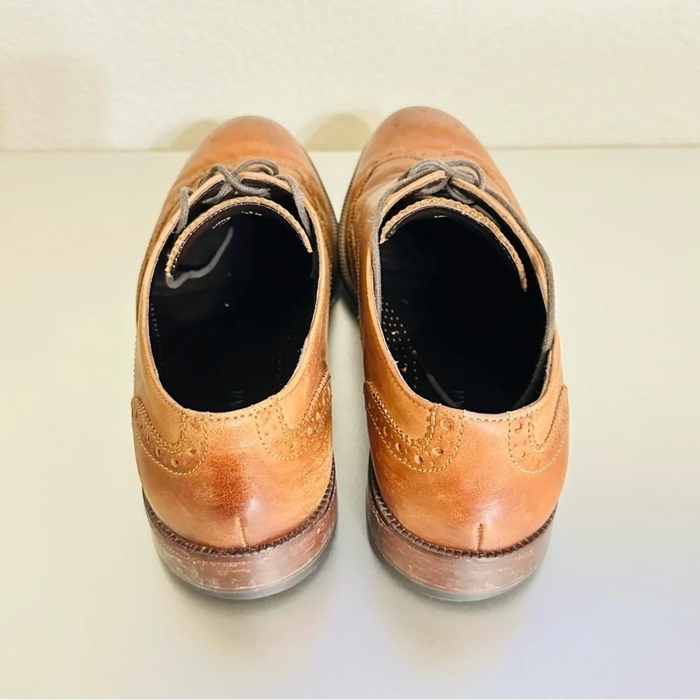 Cole Haan Men’s 9M Leather Wingtip Oxford Shoes | C24116 | Tan Brown Dress Shoes
